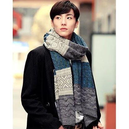Men's Soft Knitted Long Wool Striped Scarf - Frimunt Clothing Co.