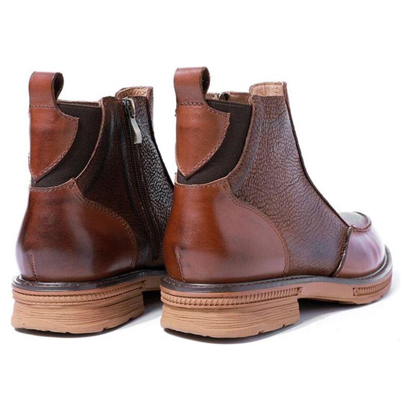 High End Men's Winter Full Grain Leather Ankle Chelsea Boots Side Zip, Retro Style - Frimunt Clothing Co.