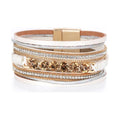 Retro Ethnic Multi-Layer Wide-Brimmed Women's Bracelet Crystal Diamond Luxury Leather Magnetic Buckle Bracelet - Frimunt Clothing Co.