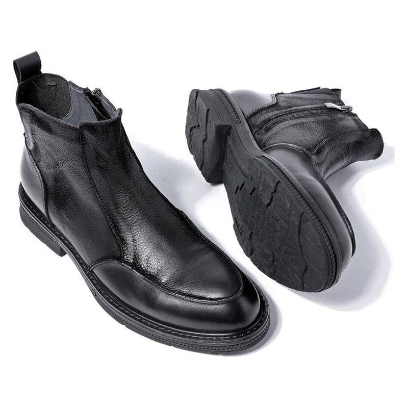 High End Men's Winter Full Grain Leather Ankle Chelsea Boots Side Zip, Retro Style - Frimunt Clothing Co.