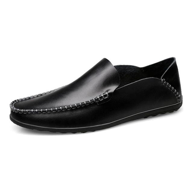 Men's Genuine Split Leather Non-slip Loafer Flats Driving Shoes - Frimunt Clothing Co.