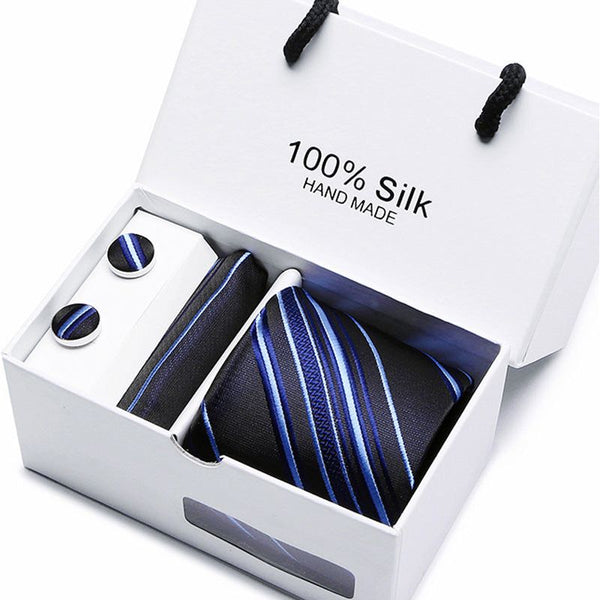 Men's 100 % Silk Tie Gift Box 3-Piece Set Business Formal Wedding Tie Set Many Colors - Frimunt Clothing Co.