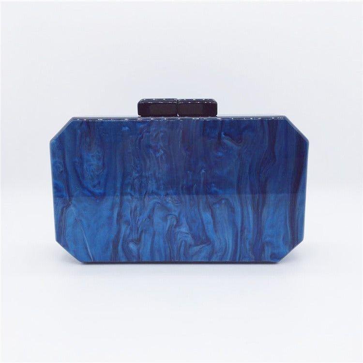 Women's Dark Blue Acrylic Handbag Fashion Star Moon Octagon Clutch Wedding Party Dress Bag - Frimunt Clothing Co.