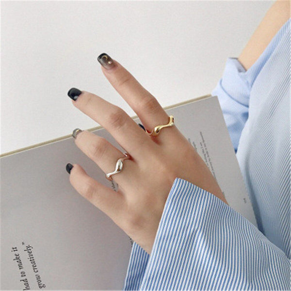 925 Sterling Silver Geometric Irregular Resizable Rings Luxury Fashion Jewelry Silver, Gold Tone - Frimunt Clothing Co.