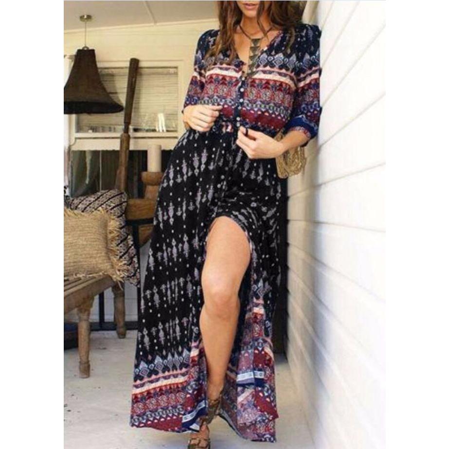 Women Long Maxi Boho Style Dress - Frimunt Clothing Co.