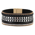 Woven Leather Diamond Strip Ethnic Bracelet Unisex Magnetic Buckle Bracelet - Frimunt Clothing Co.