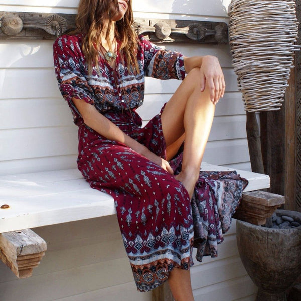 Women Long Maxi Boho Style Dress - Frimunt Clothing Co.