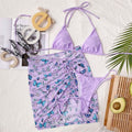 New Women's 3-Piece High Waist Swimsuit Sexy Halter Top Micro Bikini Butterfly Print Swimwear - Frimunt Clothing Co.