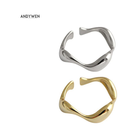 925 Sterling Silver Geometric Irregular Resizable Rings Luxury Fashion Jewelry Silver, Gold Tone - Frimunt Clothing Co.