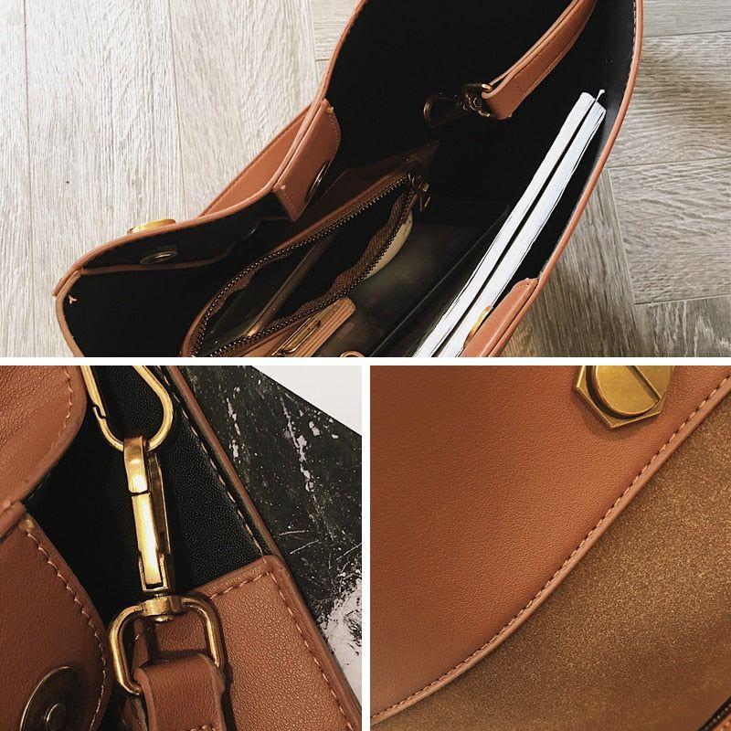 Burminsa Suede Bucket Women Shoulder Bag Wide Strap Handbag/Crossbody Bags With Coin Purse - Frimunt Clothing Co.