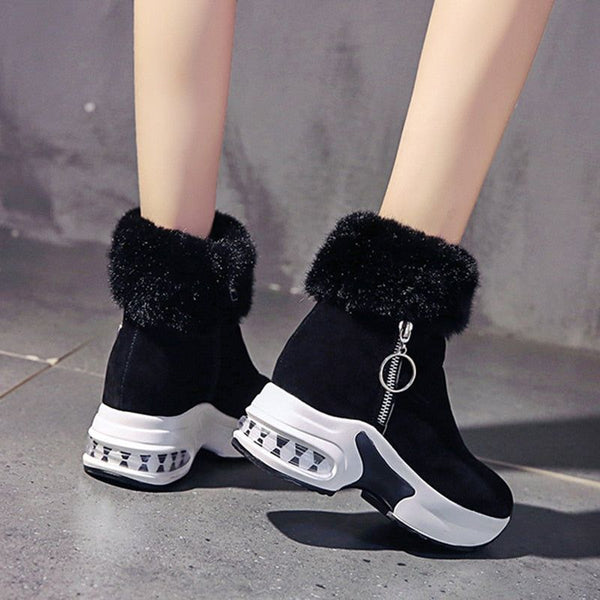 Women Ankle Suede Super Warm Plush Winter Wedges Boots