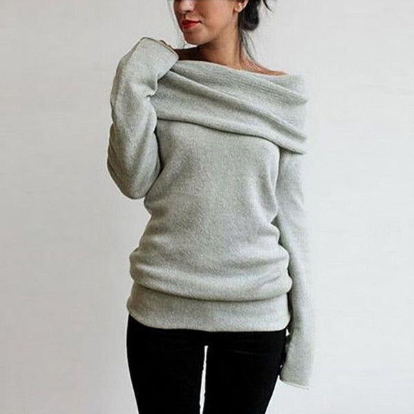Plus Size Women's Cowl Neck Long Sleeve Warm Pullover Sweater Top Autumn Knitwear