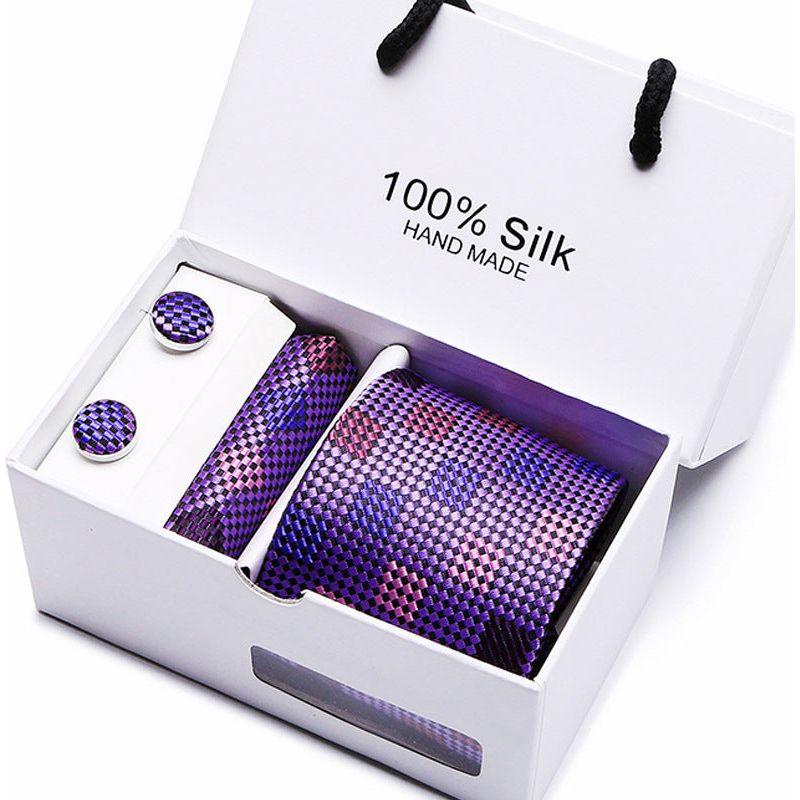 Men's 100 % Silk Tie Gift Box 3-Piece Set Business Formal Wedding Tie Set Many Colors - Frimunt Clothing Co.