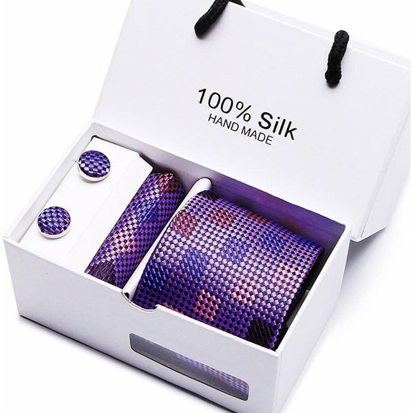 Men's 100 % Silk Tie Gift Box 3-Piece Set Business Formal Wedding Tie Set Many Colors
