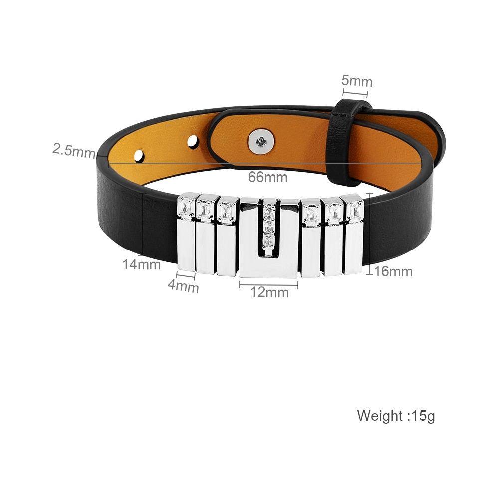 Personalized Leather Bracelet- Father's Day Gift For Him - Personalized Name Beads Men Leather/Stainless Steel Bracelet - Frimunt Clothing Co.