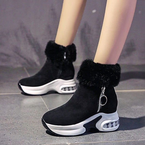 Women Ankle Suede Super Warm Plush Winter Wedges Boots