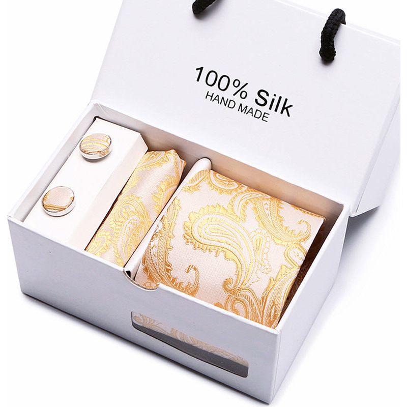 Men's 100 % Silk Tie Gift Box 3-Piece Set Business Formal Wedding Tie Set Many Colors - Frimunt Clothing Co.