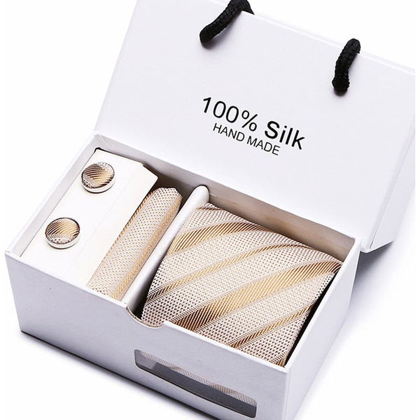 Men's 100 % Silk Tie Gift Box 3-Piece Set Business Formal Wedding Tie Set Many Colors