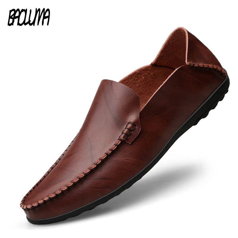 Men's Genuine Split Leather Non-slip Loafer Flats Driving Shoes - Frimunt Clothing Co.