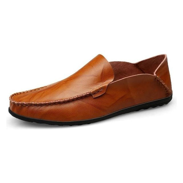 Men's Genuine Split Leather Non-slip Loafer Flats Driving Shoes