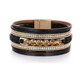 Retro Ethnic Multi-Layer Wide-Brimmed Women's Bracelet Crystal Diamond Luxury Leather Magnetic Buckle Bracelet - Frimunt Clothing Co.