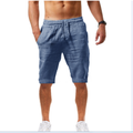 Summer Men's Casual Cotton Linen Shorts Solid Color Elastic Drawstring Waist - Frimunt Clothing Co.