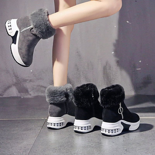 Women Ankle Suede Super Warm Plush Winter Wedges Boots - Frimunt Clothing Co.