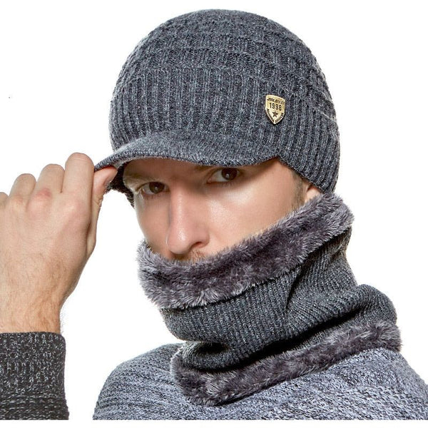 Winter Men's Knitted Hat or Scarf Thick Wool Knit With Warm Soft Fleece - Frimunt Clothing Co.
