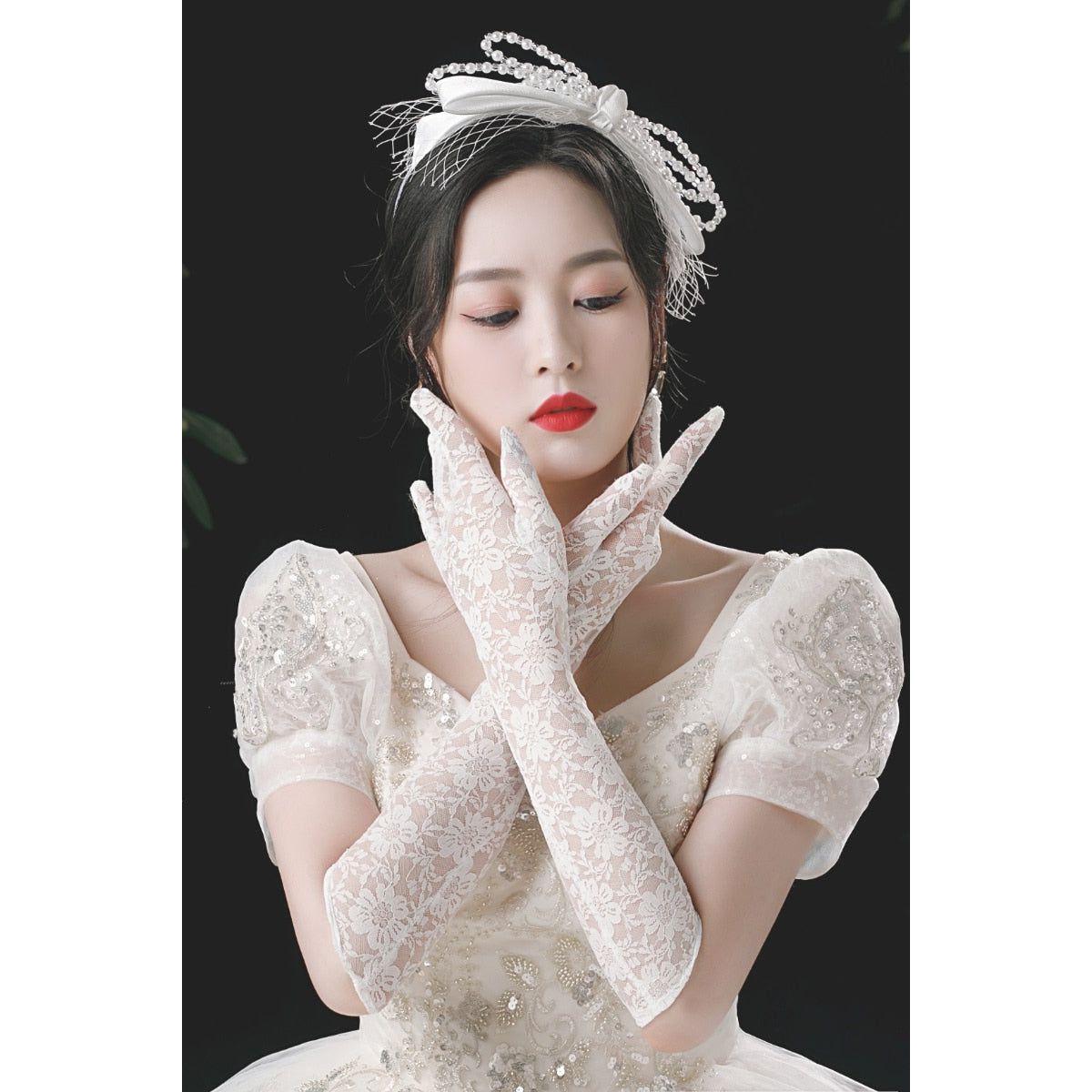 Full Finger Lace Bridal Long Gloves - Frimunt Clothing Co.