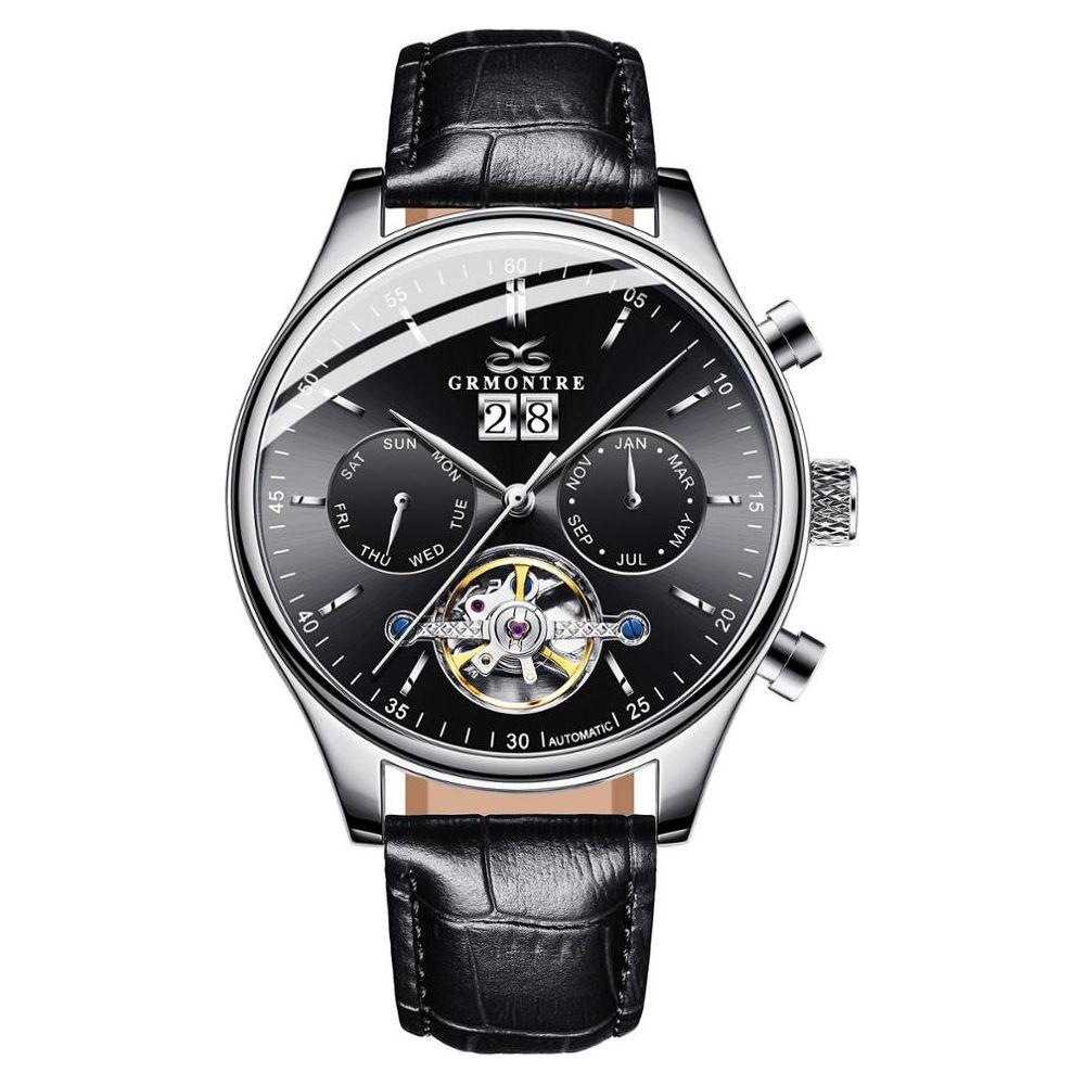 Men's Skeleton Tourbillon Mechanical Watch Automatic Classic Rose Gold Leather Band Wrist Watch - Frimunt Clothing Co.