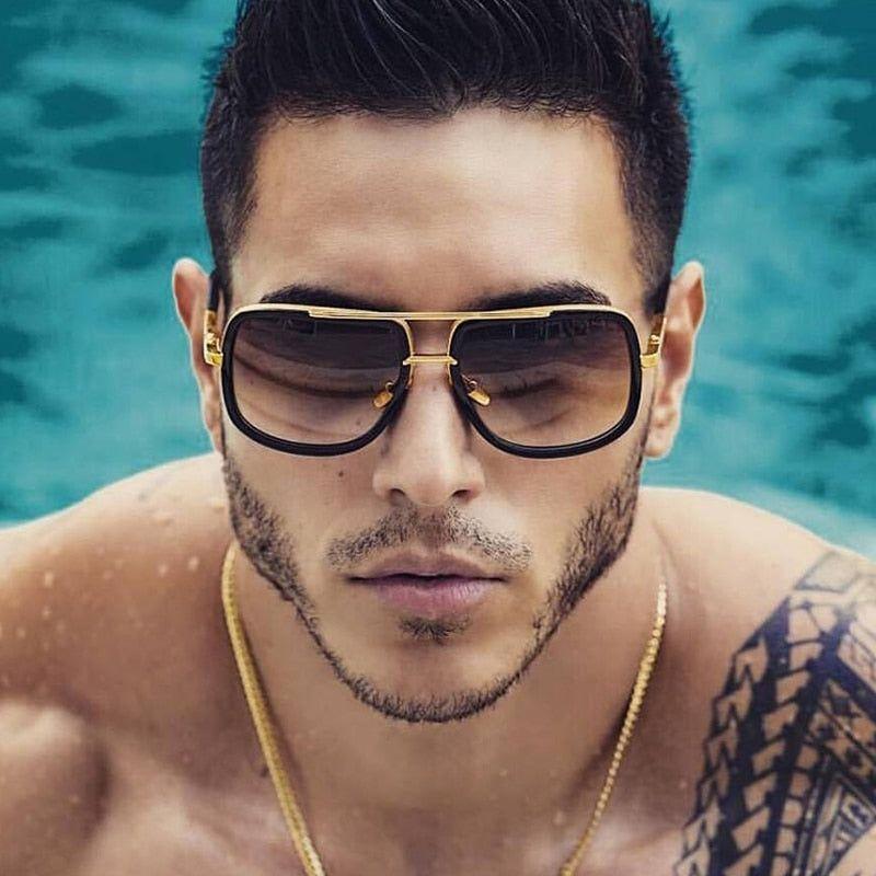 New Fashion Big Frame Men Colored Lens Retro High Quality Sunglasses 400 UV Protection - Frimunt Clothing Co.