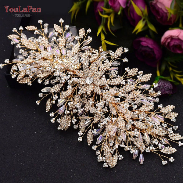 YouLaPan HP377 Ladies Wedding Crown Bridal Crowns for Brides Hair Accessories Metal Crystal Bridal Hair Band Wedding Tiara - Frimunt Clothing Co.