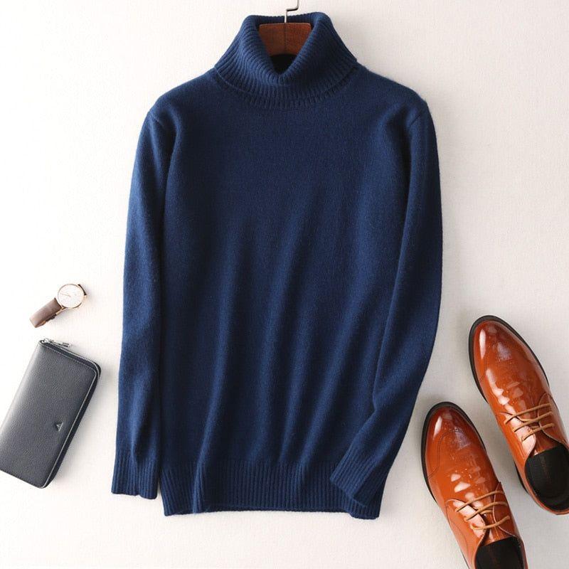Super Warm 100% Cashmere Turtleneck Sweater Men Clothes 2022 Autumn Winter Knitted Pullover - Frimunt Clothing Co.