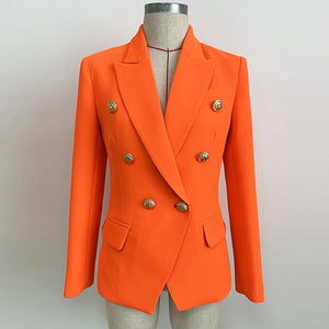 Orange Women's Blazer Formal Double Breasted Buttons Blazer High Quality