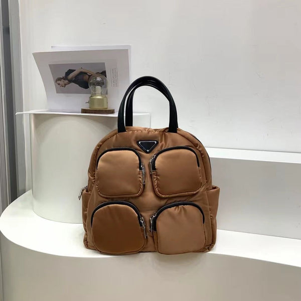 Brand Design Inspired Multi Pockets Women Backpack Waterproof Nylon Travel Daypacks Simple Stylish Student Bags