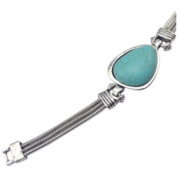 Boho Tibetan Silver Geometric Turquoise Stone Bracelets & Bangles For Women Ethnic Vintage - Frimunt Clothing Co.