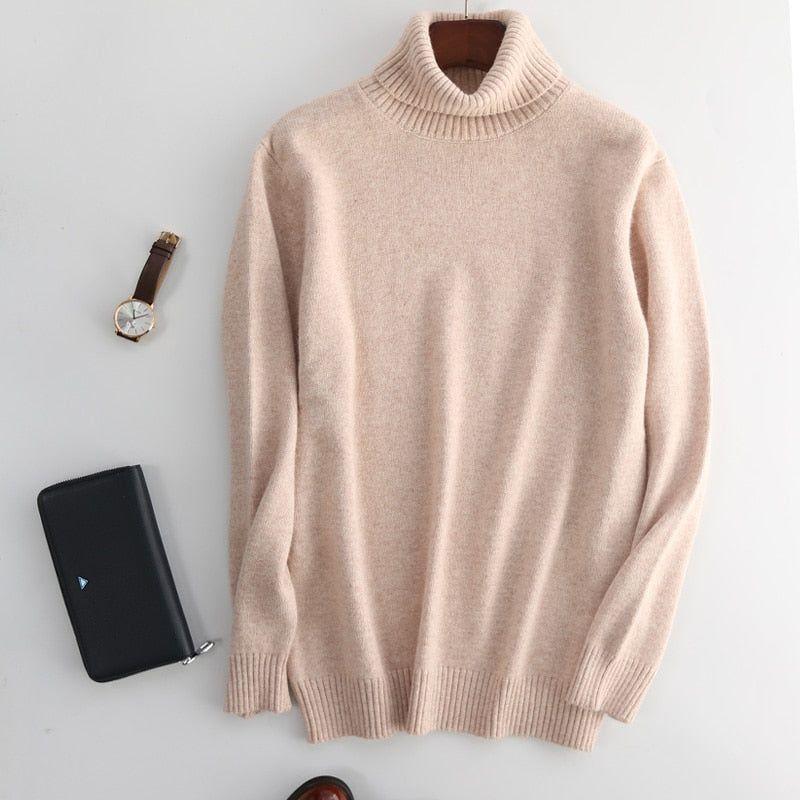 Super Warm 100% Cashmere Turtleneck Sweater Men Clothes 2022 Autumn Winter Knitted Pullover - Frimunt Clothing Co.