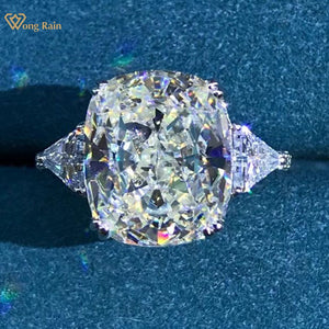 Luxury 925 Sterling Silver 5 CT Cushion Cut Created Moissanite Gemstone Diamonds Wedding Engagement Ring Fine Jewelry