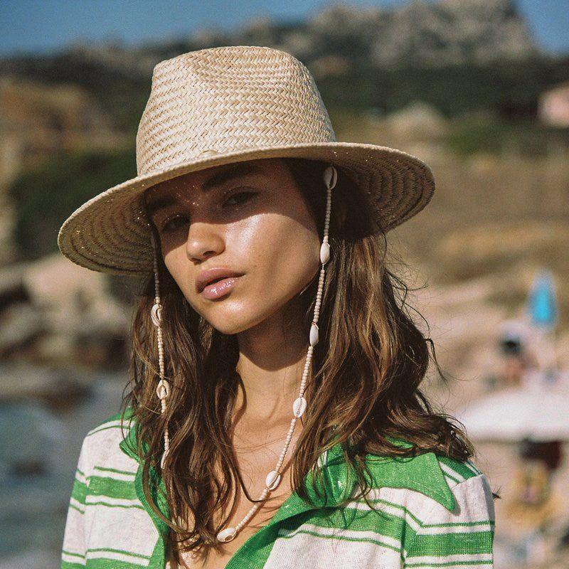 New Seashells Beaded Beach Hats With Chain Straw Woven Fedora Sun Hats Summer - Frimunt Clothing Co.