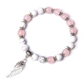 Handmade Silver Color Angel Wing charm Bracelet With Natural Stones Beads - Frimunt Clothing Co.