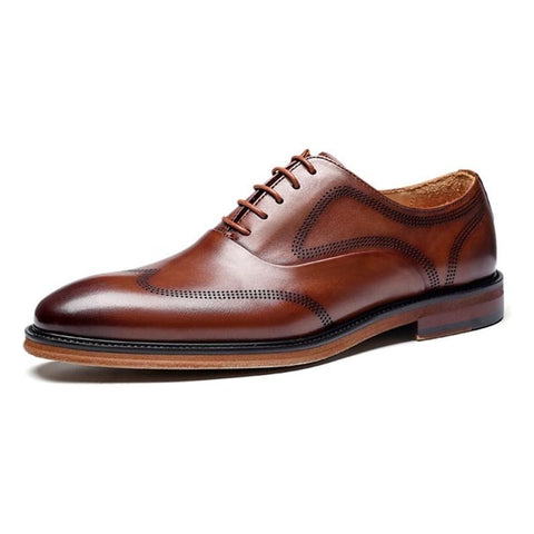 Men's Leather Shoes High Quality Italian Handmade Wingtip Dress Shoes Brogues Oxfords