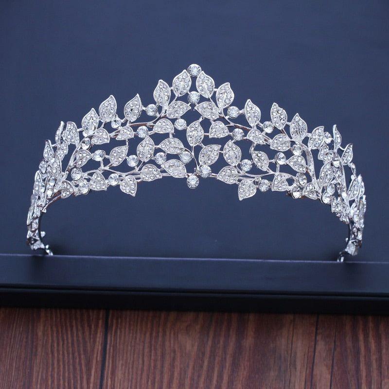 Baroque Vintage Silver or Gold Crystal Flowers Beads Tiaras - Frimunt Clothing Co.