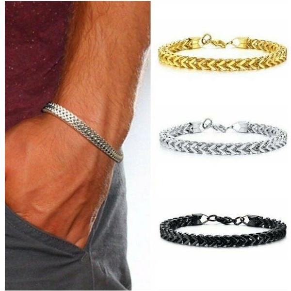 Men's Metallic Braid Link Stainless Steel Bracelet Elegant Simplicity Jewelry - Frimunt Clothing Co.