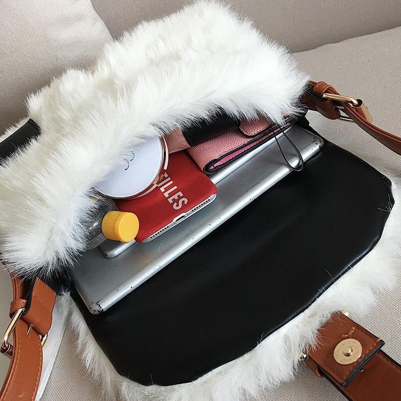 Plush Autumn Winter Wide Crossbody Bag Women Bag - Frimunt Clothing Co.