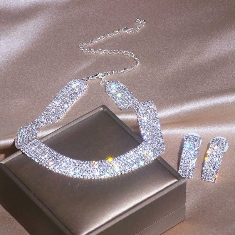 Women's Luxury Classic Jewelry Crystal Necklace And Earrings Set Wedding Party Bridal Jewelry Sets - Frimunt Clothing Co.