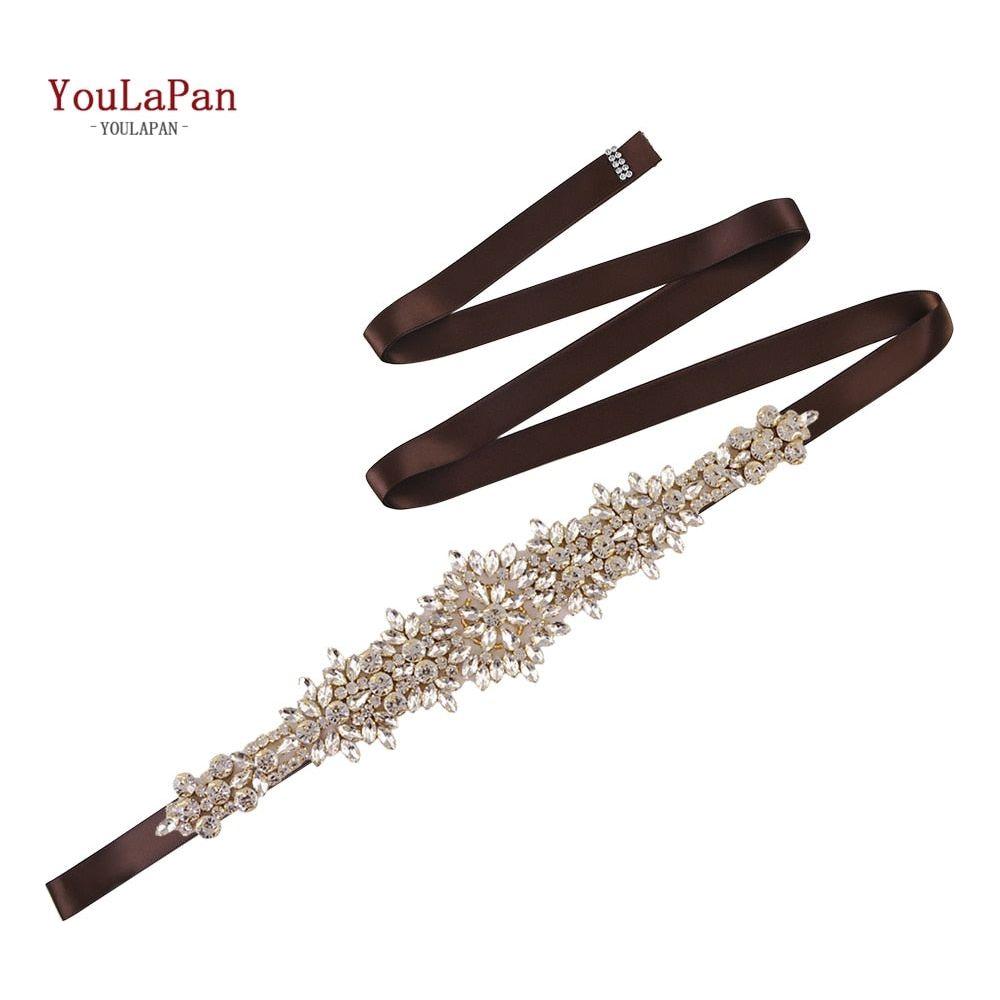 Elegant Golden Crystal Bridal Gown Belt Luxury Wedding Accessories - Frimunt Clothing Co.