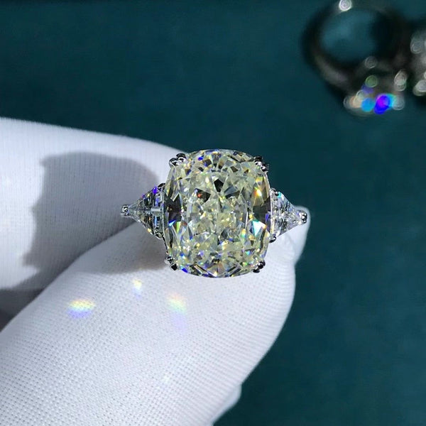 Luxury 925 Sterling Silver 5 CT Cushion Cut Created Moissanite Gemstone Diamonds Wedding Engagement Ring Fine Jewelry - Frimunt Clothing Co.