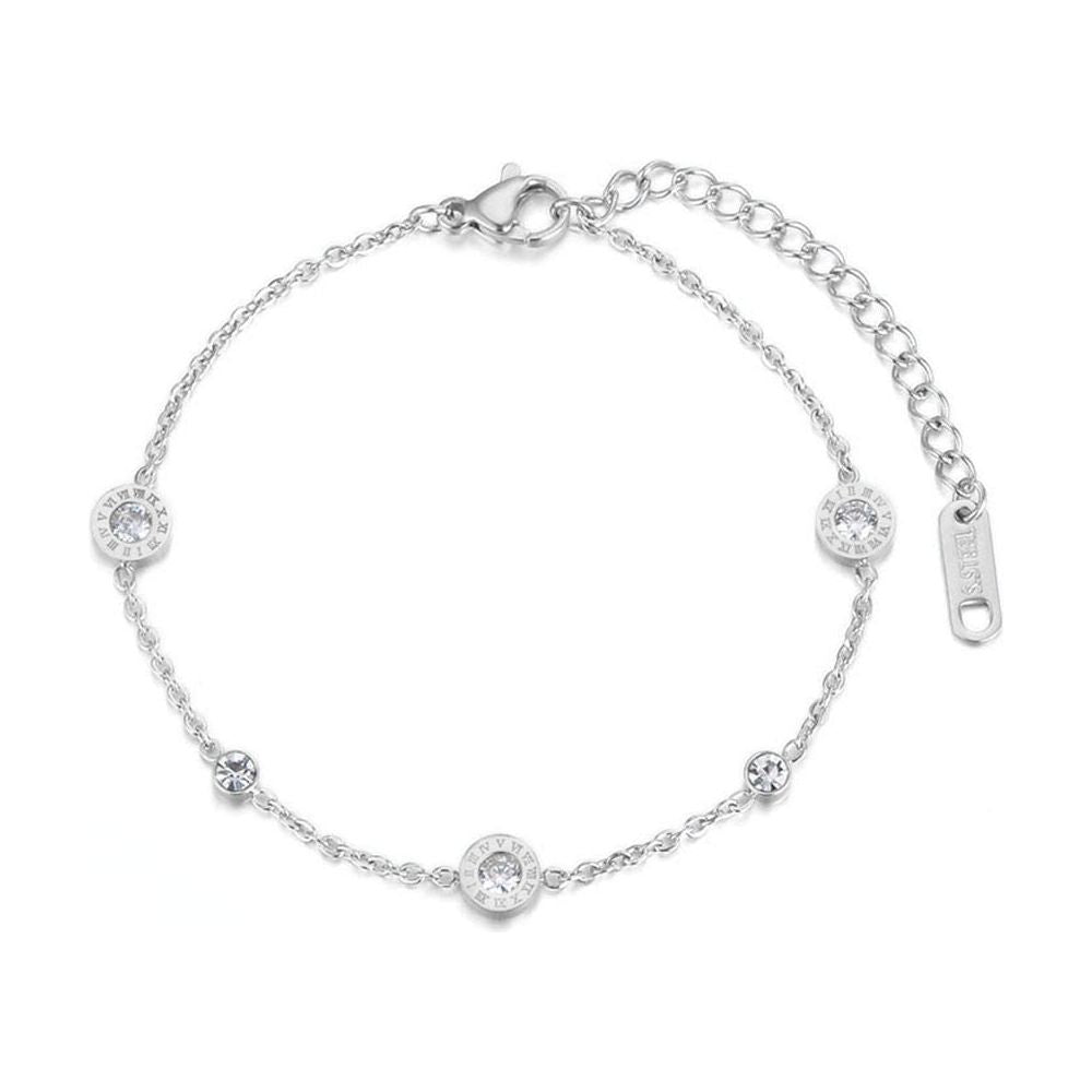 Fashion Austrian Crystal Round Roman Numerals Stainless Steel Bracelet Rose Gold, Gold, Silver Colors - Frimunt Clothing Co.
