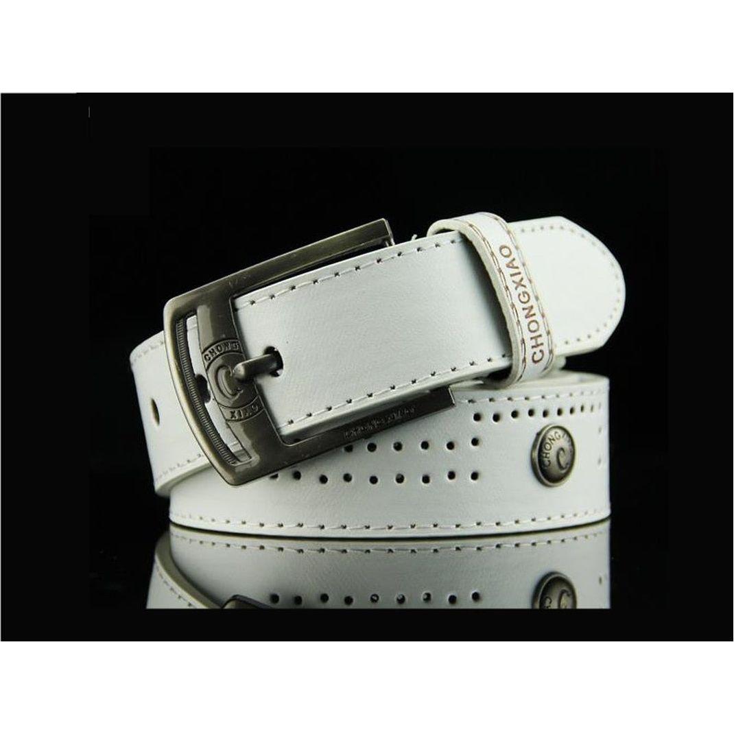 New High Quality Needle Buckle Style Leisure Men's Belt Rivet Eco Leather 4 Colors - Frimunt Clothing Co.