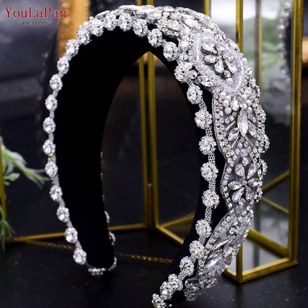 Rhinestone Padded Crystal Hairbands Handmade Beaded Bridal Accessories - Frimunt Clothing Co.